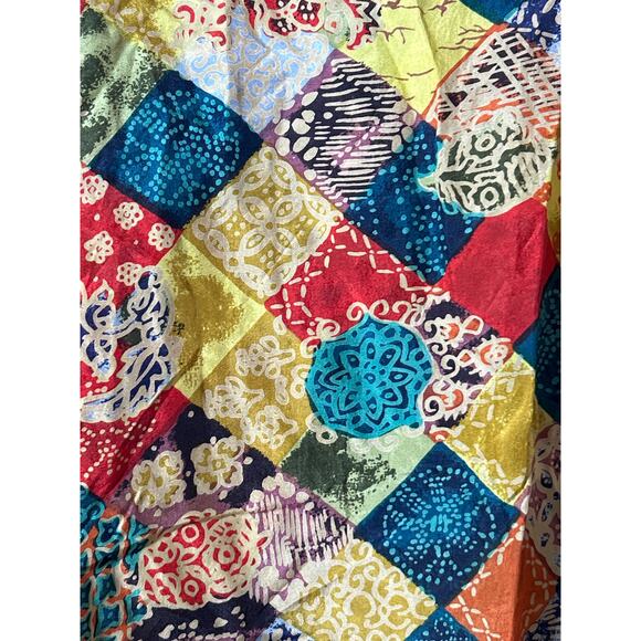 Robert Stock 100% Silk Button Up Small Colorful Geometric Floral Patchwork 90s - Picture 4 of 12